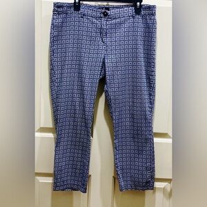 Yest Slim Stretch Fit Blue White Geometric Checked Cotton Blend Pants SZ 12/14